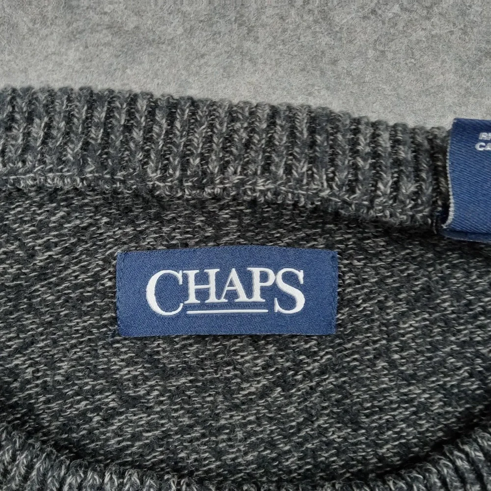 Chaps Sweater Mens Large Gray Crewneck Knit Pullover Material Tag Missing Casual